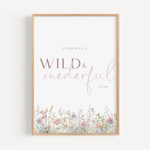 Wildblumen ersten Geburtstag Zeichen, Wild and Onederful, Sommer Geburtstag Blumen, Pastell Blumenfeld, sofortiger digitaler Download, Party-Print