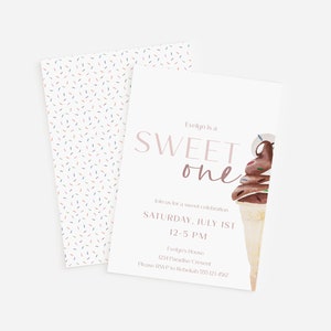Sweet One Birthday Invitation, Ice Cream First Birthday, Rainbow Sprinkles, Customizable Digital Invitation Template
