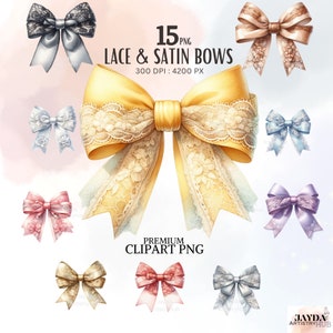 Aquarell LACE SATIN BOWS png, Schleifenbündel, Wohndekoration, Roségold, Kartenherstellung, Scrapbooking, Hochzeitscliparts, Scrapbooking