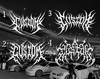 Custom Gothic Metal Windshield Decal - Insert Your Own Text