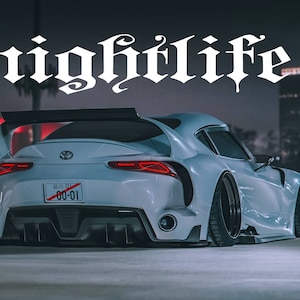 Windshield Banner nightlife - Straight    (Night, Decals, Stickers, Cars, JDM, Muscle)