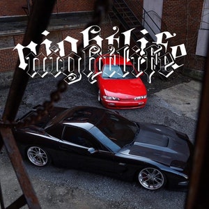 Windshield Banner nightlife - Stacked    (Night, Decals, Stickers, Cars, JDM, Muscle)
