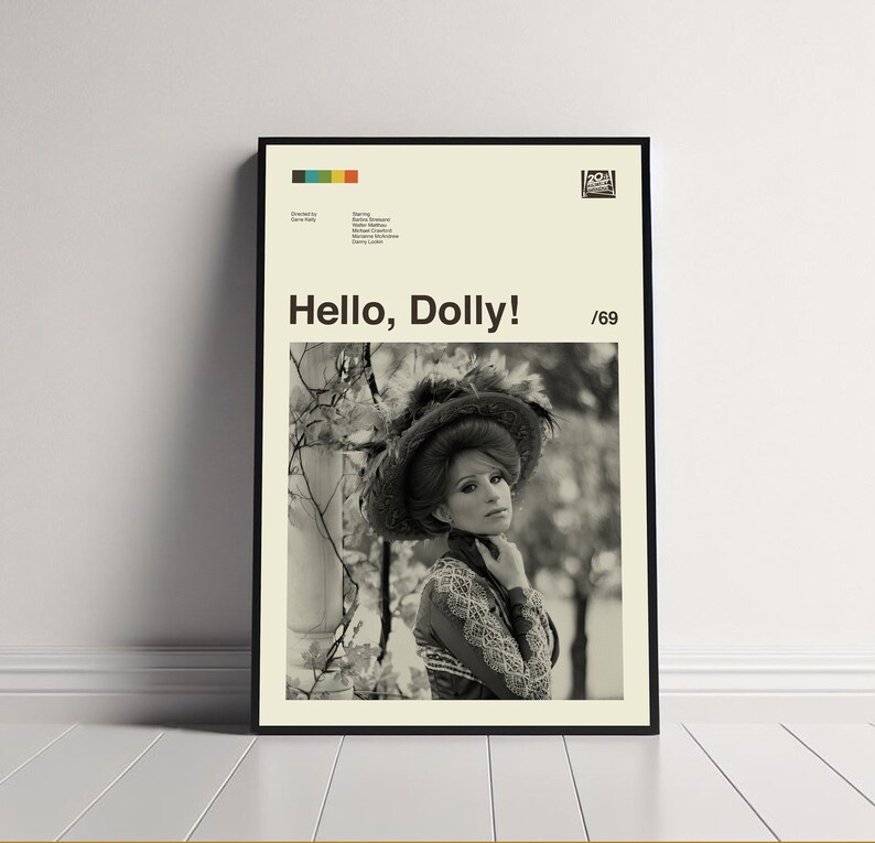 Hello, Dolly Poster, Gene Kelly, Vintage Poster, Retro Poster, Minimalist Art, Midcentury Art, Modern Poster, Movie Poster, Wall Decor image 1