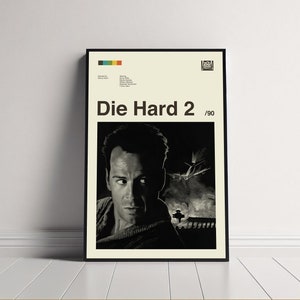 Die Hard 2 1990 Poster, Renny Harlin, Die Hard 2 Print, Minimalist Art, Vintage Poster, Midcentury Art, Movie Poster, Wall Decor image 1