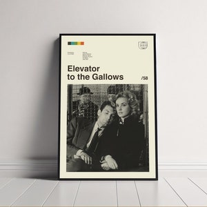 Elevator To The Gallows Poster, Elevator To The Gallows Print, Louis Malle, Minimalist Art, Midcentury Art, Retro Art, Film Poster, Wall Art