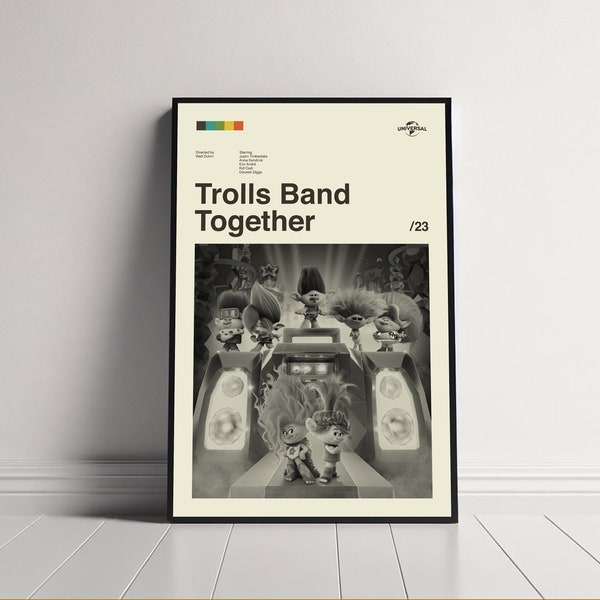 Trolls Band Together Poster, Trolls Band Together Print, Walt Dohrn, Minimalist Art, Vintage Poster, Midcentury Art, Movie Poster, Wall Art