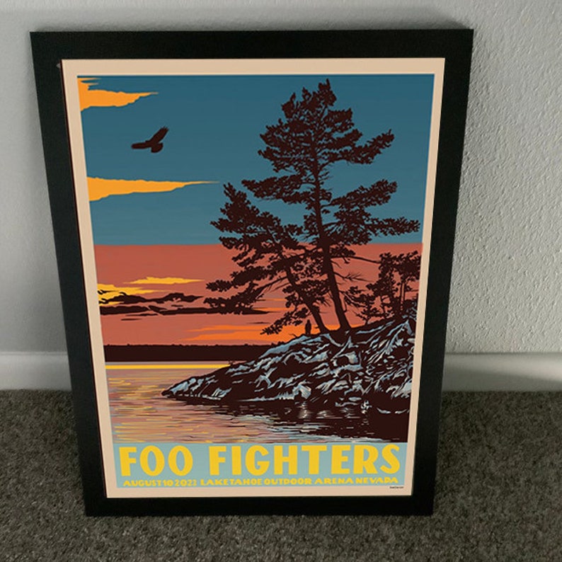 Poster Lake Tahoe Lets Rock Foo Fighters August 10 2023 Etsy