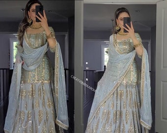 Beautiful Wedding Wear Lehenga kurta with dupatta Set,Pakistani Designer Georgette 3 piece lehenga choli for Festival Ready to wear Dresses