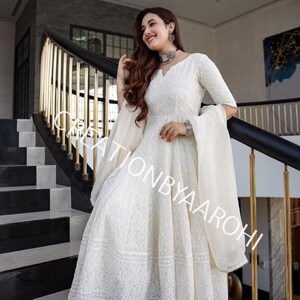 Chikankari Anarkali Etsy New Zealand