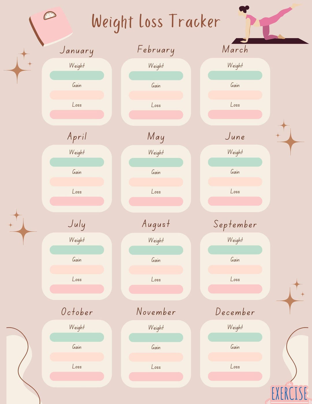 Weight Loss Tracker – Printable Progress Tracker & Goal Planner for ...
