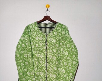 Women Jackets Coat Ikat Printed Cotton Quilted Jacket Handmade Winter Coat Bohemian Style Jacket