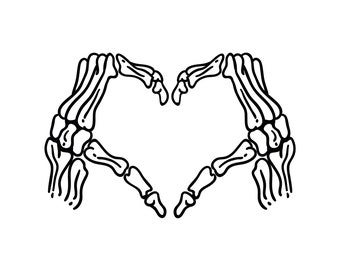 Skeleton Heart Hands Svg File | Heart Svg | Skeleton love Svg | Skeleton Svg | Png DXF Jpg Eps File for Cricut