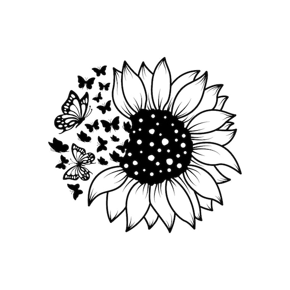 Sunflower Butterfly SVG, Sunflower svg, butterfly svg, sunflower with butterfly svg, sunflower butterfly svg files for cricut