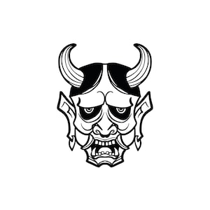 Hannya Mask Japanese Tattoo Traditional Asian Oriental Art Artwork Japan Demon Devil Evil Deco Design Logo SVG PNG Vector Clipart Cut File