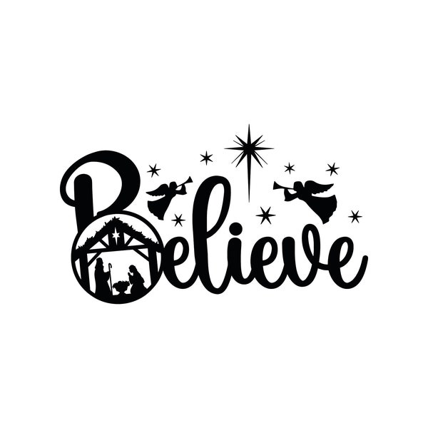 Believe SVG, Christmas SVG, Winter Door Sign SVG, Digital Download/Cricut,Silhouette,Glowforge,Christmas clipart,Believe Png,Dxf,Holiday svg