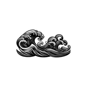 Tropical Waves SVG PNG Bundle, Icon Water SVG Pack, Cricut Silhouette Files for Laser Cutter