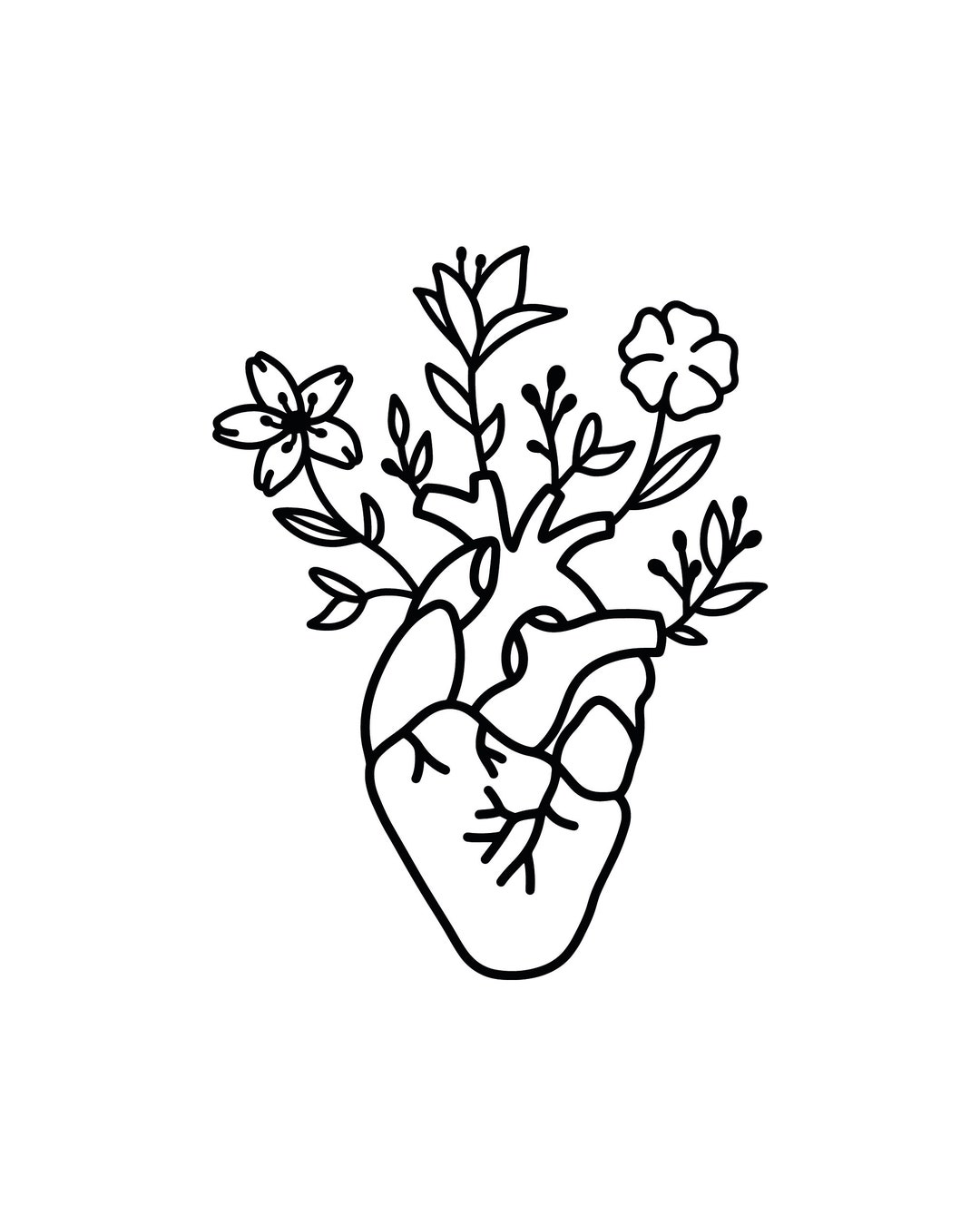 Anatomical Heart With Flowers SVG. Floral Heart Svg, Heart SVG