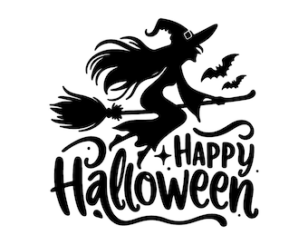 Happy Halloween Witch SVG, PNG, Cricut, Silhouette Cut File (Digital Download)