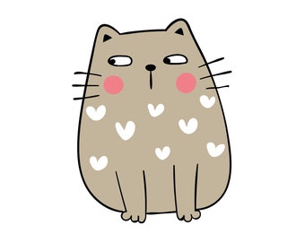 Cute Cat Clipart | Curious Kitten Peeking Vector (Digital Download)