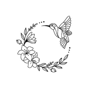 Hummingbird Clipart, Bird Flowers Svg Bundle, Vector Cut File for Cricut, Humming Bird Design