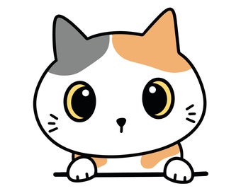 Peeking Cat SVG, Funny Kitty Face, Laser Cut File (Digital Download)