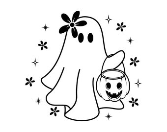 Spooky Ghost, Halloween svg, Fall SVG, Pumpkins, leaves SVG, Cute Flower Ghost Svg, Cute Ghost Svg, Flower Ghost Svg, Ghouls