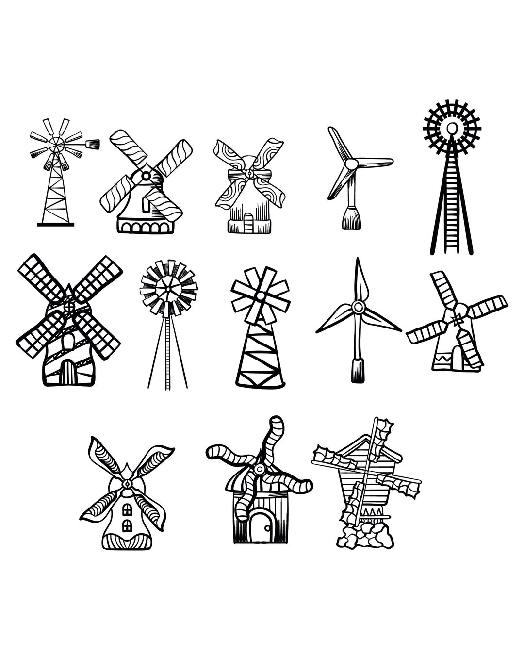Windmill Bundle Svg , Farm Windmill SVG, PNG, EPS, Dxf, Jpg Instant
