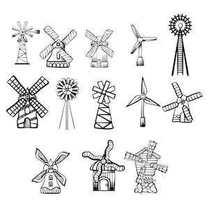 Farm Windmill SVG Bundle, Vector Cut Files (Digital Download)