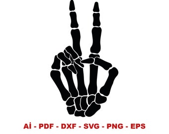 Skeleton Peace Zeichen, Skeleton Peace Hand, Skeleton Hand Sofortiger Download SVG, PNG, EPS, dxf, jpg digitaler Download