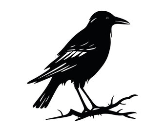 Halloween Crow SVG, Raven Cut File, Bird PNG (Digital Download)