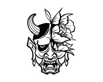 Hannya Mask SVG: Japanese Tattoo Art, Cricut Cut File (Digital Download)