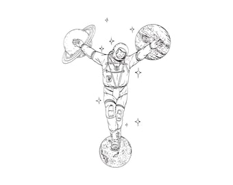 Cosmonaut Silhouette, Galaxy Vector for Cutting (Digital Download)