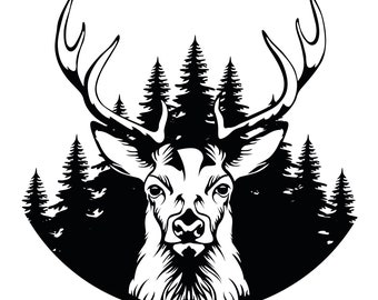 Deer Head, Buck - Instant Digital Download - svg, png, dxf, and eps files included!