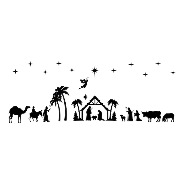 Crèche de Noël SVG, SVG de la Nativité, PNG, eps, dxf, jpg Téléchargement numérique instantané