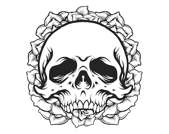 Floral Skull SVG, Flower Skull SVG, Skull Cut File, Halloween svg, Gothic svg, Skull With Flowers svg, Witchy svg, Floral Skull png
