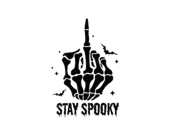 Stay Spooky Skeleton Hand SVG, Halloween Bats Clipart (Digital Download)