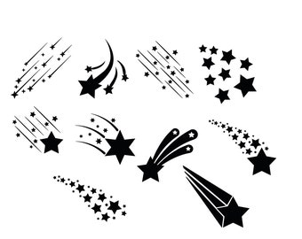 10 Sternschnuppe mit Sternenstaub Bundle SVG Sofortiger Download SVG, PNG, Jpg digitaler Download