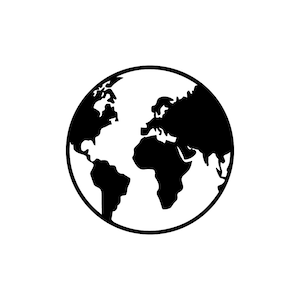 Archivo de corte SVG del planeta Tierra para Cricut, silueta de la Tierra, archivo de corte SVG de silueta de globo terráqueo, descarga instantánea, clipart de globo terráqueo DXF, PNG y JPG