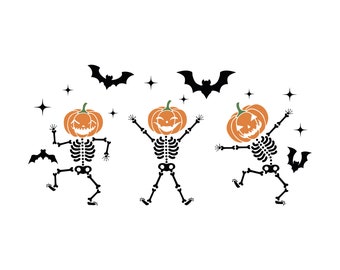 Dancing Pumpkin Skeleton PNG, Halloween Sublimation (Digital Download)