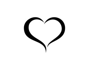 オープンハートのインスタントダウンロード（黒）SVG、PNG、EPS、デジタルダウンロード