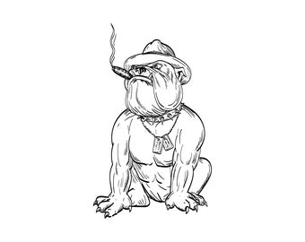 English Bulldog Mascot SVG, Dog Face Stencil (Digital Download)