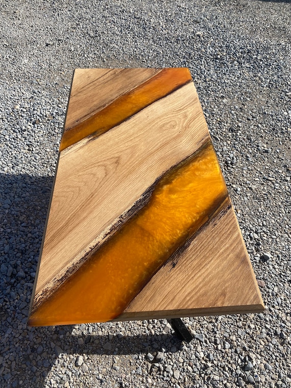 Orange epoxy table best sale