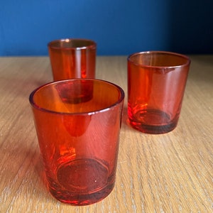 Futuristic Glow: Set of 3 Translucent Red Lenses - Space-Age Modern 2.75&quot; Tall