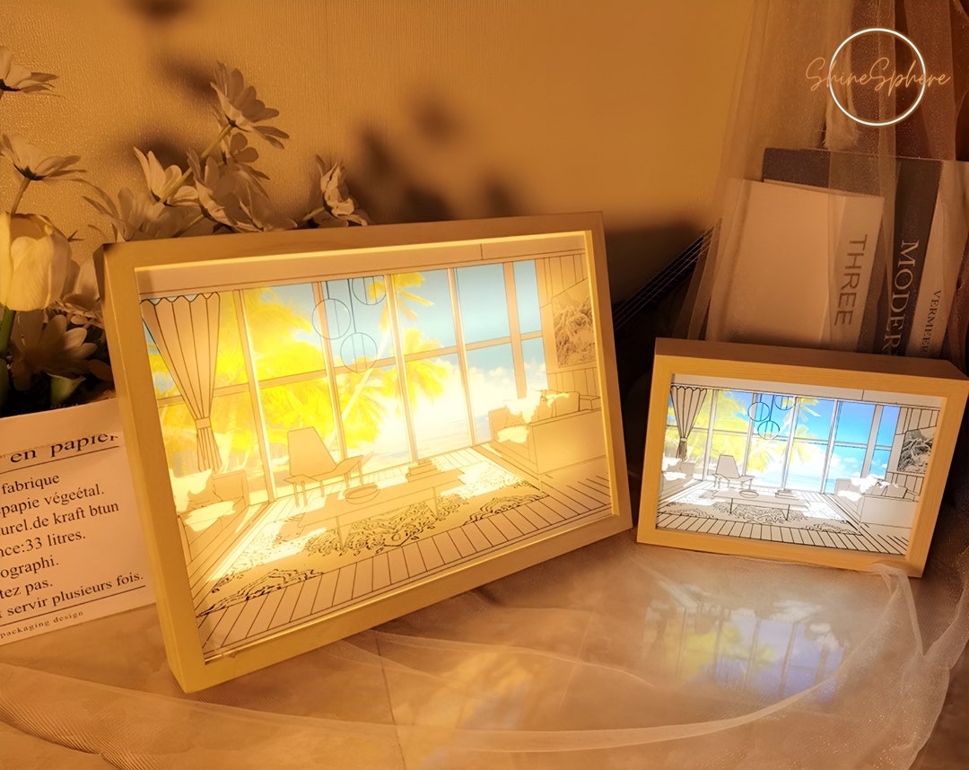 Lightup LED Painting Wall Art Wooden Frame Lamp Light Etsy