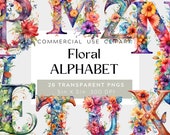 26 Monogram Clipart Bundle, Initial, Letters Watercolor illustration clipart, PNG, Elements, Commercial Use, Digital, alphabet, font,