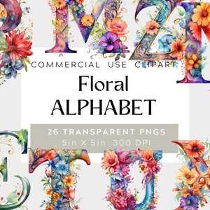 26 monogram clipartbundel, initiaal, brieven aquarel illustratie clipart, png, elementen, commercieel gebruik, digitaal, alfabet, lettertype,