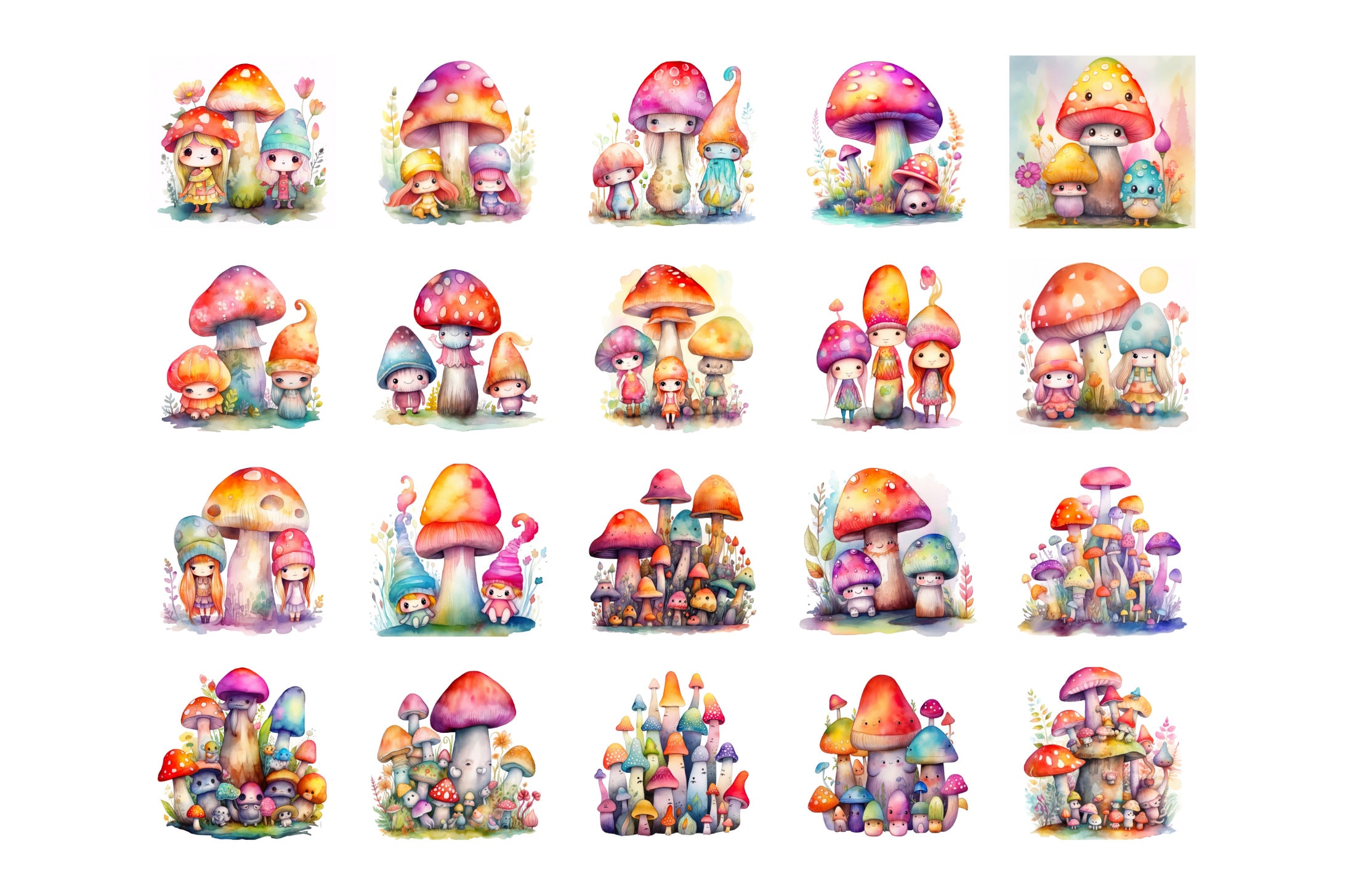 55 PNG Watercolor Mushroom Clipart Fantasy Baby Mushrooms Etsy