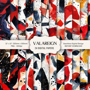 Mannelijk naadloos patroonpapier, rood & zwart, aquarel digitale ongewenste dagboekpagina's, BUNDEL PNG, commercieel gebruik, 300DPI abstracte patronen