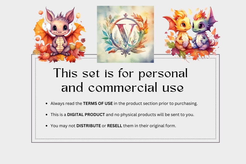 80 PNG Fall / Autumn Dragons Clipart, Fantasy Watercolor Dragons ...