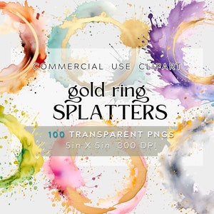 100 PNG alcohol tinta oro salpicadura, anillo de pintura, salpicaduras, pastel colorido, uso comercial, fondo transparente., imágenes prediseñadas abstractas, PAQUETE